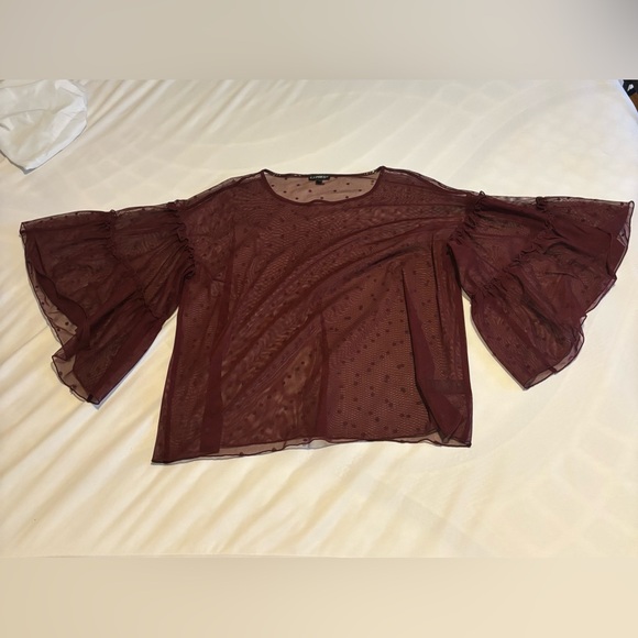 Express Tops - Express Sheer Maroon Blouse